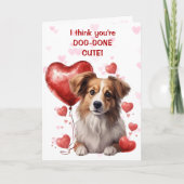 Schattigee puppy met hartballon Valentijn Feestdagen Kaart (Voorkant)