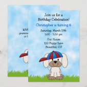 Schattigee puppy met honkbalhoed Verjaardag Kaart (Voorkant / Achterkant)