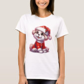 Schattigee puppy met kerstmuts t-shirt (Voorkant)