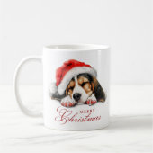 Schattigee puppy met kerstmuts Vrolijk kerstfeest Koffiemok (Links)