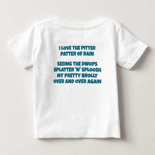 Schattigee puppy met paraplu zittend in puddle (Achterkant)