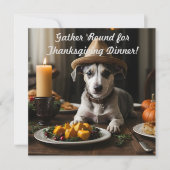 Schattigee puppy met pelgrim Pet Thanksgiving dine Kaart (Voorkant)