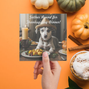 Schattigee puppy met pelgrim Pet Thanksgiving dine Kaart