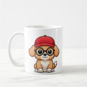 Schattigee puppy met rood Pet en een bril | striph Koffiemok (Links)