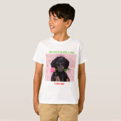Schattigee puppy met Rozen Kinderen T-shirt (Voorkant volledig)