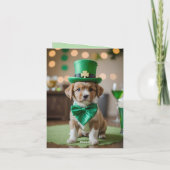 Schattigee puppy met St. Patrick's outfit in een p Feestdagen Kaart (Achterkant)
