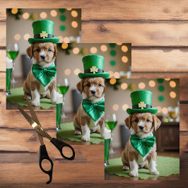 Schattigee puppy met St. Patrick's outfit in een p Tissuepapier