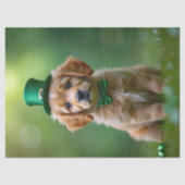 Schattigee puppy met St. Patrick's outfit, shamroc Tissuepapier (Voorkant)