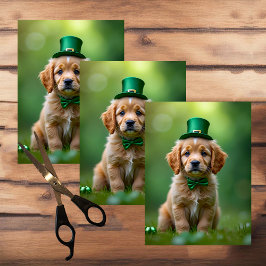 Schattigee puppy met St. Patrick's outfit, shamroc Tissuepapier