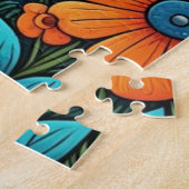 Schattigee Puppy met Whimsical Folk Art Flowers Legpuzzel (Zijkant)