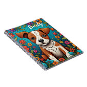 Schattigee Puppy met Whimsical Folk Art Flowers Notitieboek (Rechterzijde)