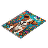 Schattigee Puppy met Whimsical Folk Art Flowers Notitieboek (Linkerzijde)