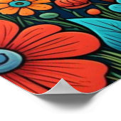 Schattigee Puppy met Whimsical Folk Art Flowers Poster (Hoek)