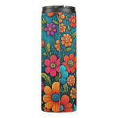 Schattigee Puppy met Whimsical Folk Art Flowers Thermosbeker (Achterkant)