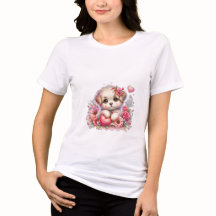 Schattigee puppy omringd door harten en rozen