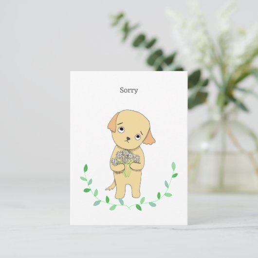 Schattigee Puppy Oopsie Daisies Dog Sorry Briefkaart (Staand voorkant)