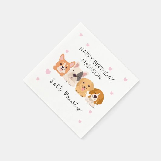 Schattigee puppy papieren servetten lets pawty ser (Hoek)