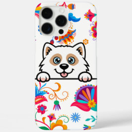 Schattigee Puppy Peeking Bloemen Telefoonhoes – Ho iPhone 16 Pro Max Hoesje