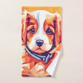 Schattigee Puppy Pop Art Bad Handdoek (Handdoek)