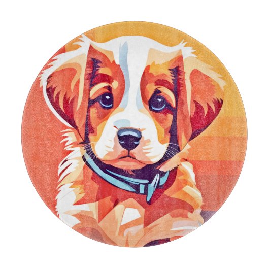 Schattigee Puppy Pop Art Snijplank (Voorkant)
