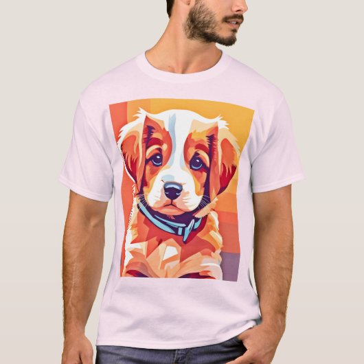 Schattigee Puppy Pop Art T-shirt (Voorkant)