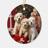 Schattigee Puppy Prettige feestdagen Dogs Keramisch Ornament (Links)