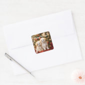 Schattigee Puppy Prettige feestdagen Dogs Vierkante Sticker (Envelop)