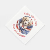 Schattigee Puppy Rood Wit Blauw Amerikaanse Vlag H Servet (Hoek)