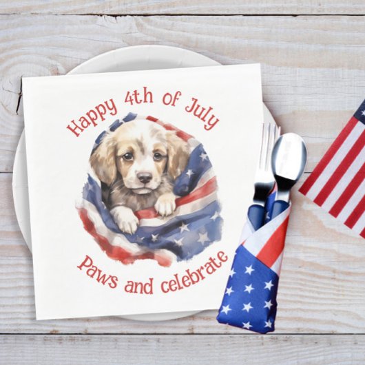 Schattigee Puppy Rood Wit Blauw Amerikaanse Vlag H Servet
