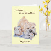 Schattigee puppy Shar Pei Dog en Teddy Funny 60th Kaart (Gele Bloem)