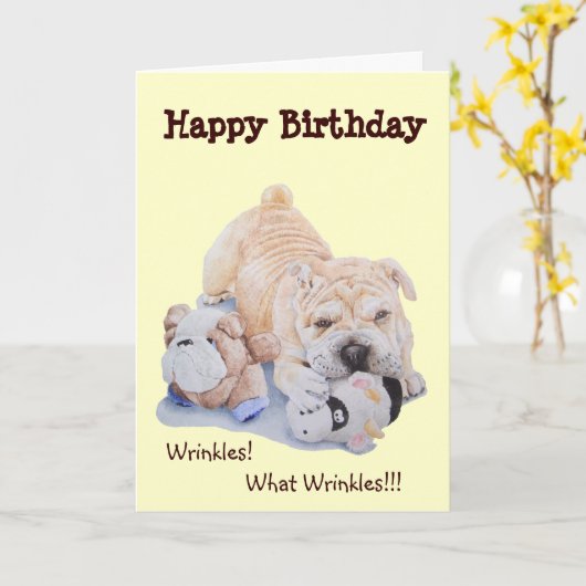 Schattigee puppy Shar Pei Dog en Teddy Grappige Ve Kaart (Gele Bloem)