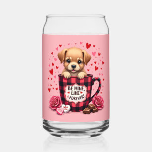 Schattigee Puppy Valentijn Buffalo Plaid Esthetisc Blikvorm Glas