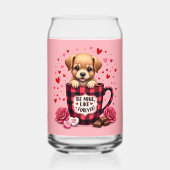 Schattigee Puppy Valentijn Buffalo Plaid Esthetisc Blikvorm Glas (Achterkant)