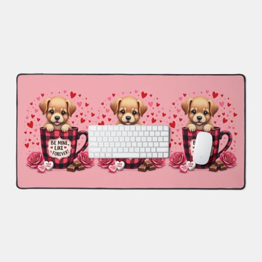 Schattigee Puppy Valentijn Buffalo Plaid Esthetisc Bureaumat (Keyboard & Muis)