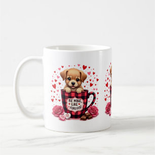 Schattigee Puppy Valentijn Buffalo Plaid Esthetisc Koffiemok