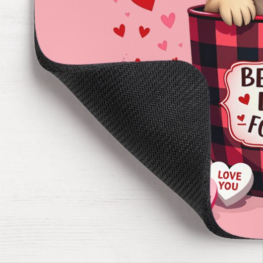 Schattigee Puppy Valentijn Buffalo Plaid Esthetisc Muismat (Hoek)