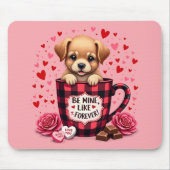 Schattigee Puppy Valentijn Buffalo Plaid Esthetisc Muismat (Voorkant)