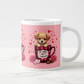Schattigee Puppy Valentijn Buffalo Plaid Grote Koffiekop (Rechts)