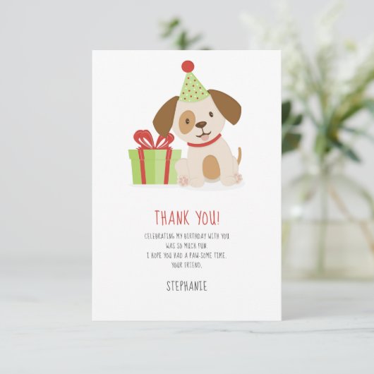 Schattigee puppy verjaardag Dank u Kaart (Staand voorkant)