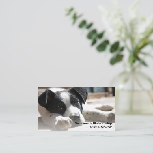 Schattigee Puppy Vervangbare Foto & QR-code Visitekaartje (Staand voorkant)