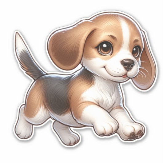 Schattigee puppy vinyl sticker (Voorkant)
