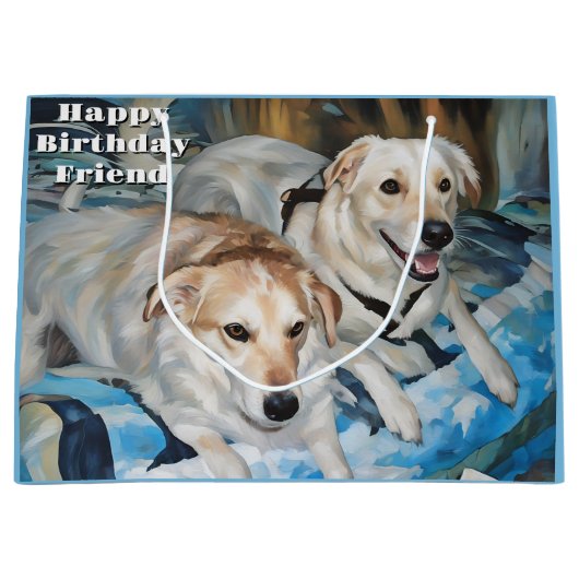 Schattigee Puppy Vrienden Gift Bag Groot Cadeauzakje (Voorkant)