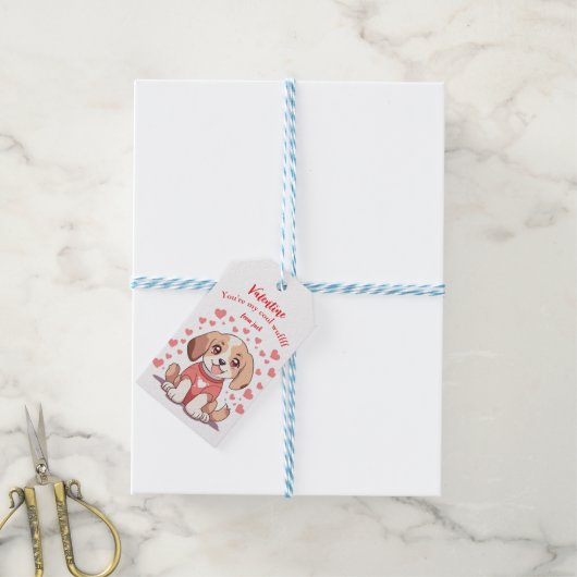 Schattigee puppy wufff-Valentijnsdag Cadeaulabel (Met Touw)