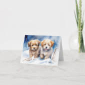 Schattigee Puppy Xmas Kaart (Voorkant)