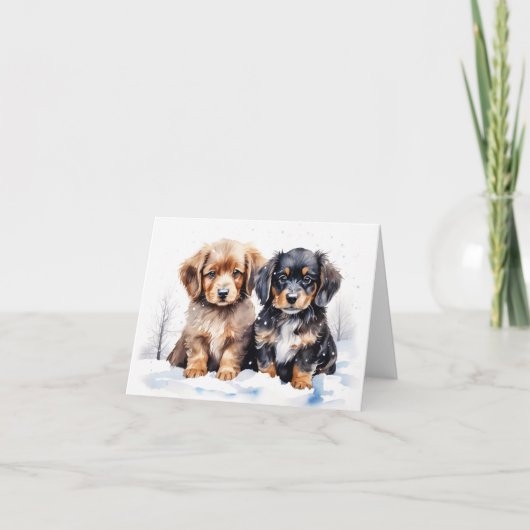 Schattigee Puppy Xmas Kaart (Voorkant)