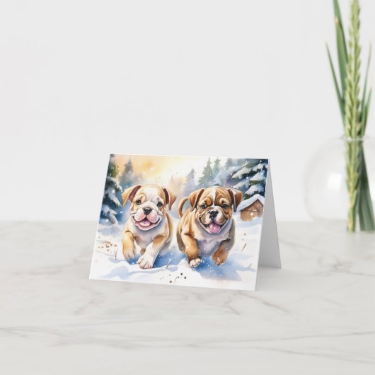 Schattigee Puppy Xmas Kaart (Voorkant)