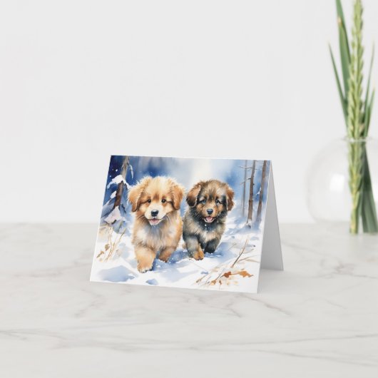 Schattigee Puppy Xmas Kaart (Voorkant)