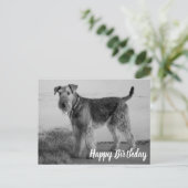 Schattigee puppyhond Airedale Terrier Happy Birthd Briefkaart (Staand voorkant)