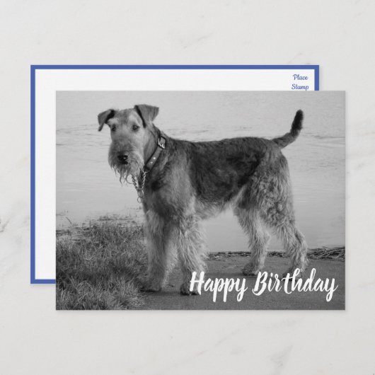 Schattigee puppyhond Airedale Terrier Happy Birthd Briefkaart (Voorkant / Achterkant)