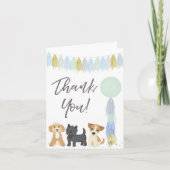 Schattigee puppyhond blauw groen jongetje jarig bedankkaart (Voorkant)